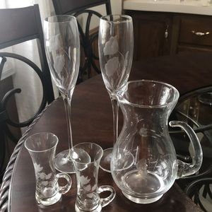 Five piece Crystal glass set